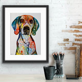 Colourful Beagle Dog art. From Tallulah Blue Design.