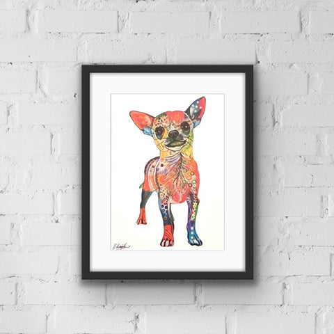 Colourful Chihuahua dog print, from Tallulah Blue design.