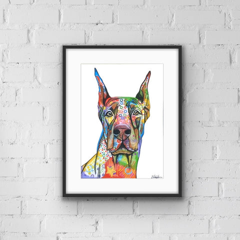 Colourful Doberman print, from Tallulah Blue design..