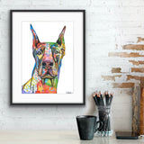 Colourful Doberman wall art from Tallulah Blue design.