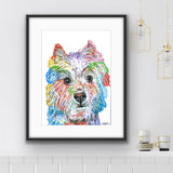 Colourful Westie Dog Print from Tallulah blue design.