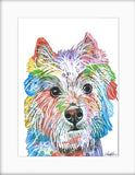 Mounted print of a west highland terrier.