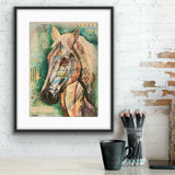 Horse art in a mixed media style from Tallulah Blue design.