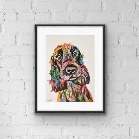 Springer Spaniel colourful wall art from Tallulah Blue Design.