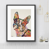 Colourful Boston Terrier Dog Art Print, from Tallulah Blue Design.