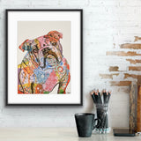 British bulldog colourful dog print, from Tallulah Blue Design.