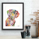 Labrador Art colourful mounted print.