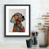Colourful Weimaraner Dog Print. From Tallulah Blue Design.