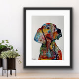 Weimaraner Painting, colourful mounted print, from Tallulah Blue design.