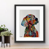 Weimaraner Painting, colourful mounted print, from Tallulah Blue design.