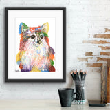 Long Haired Chihuahua Colourful art print.