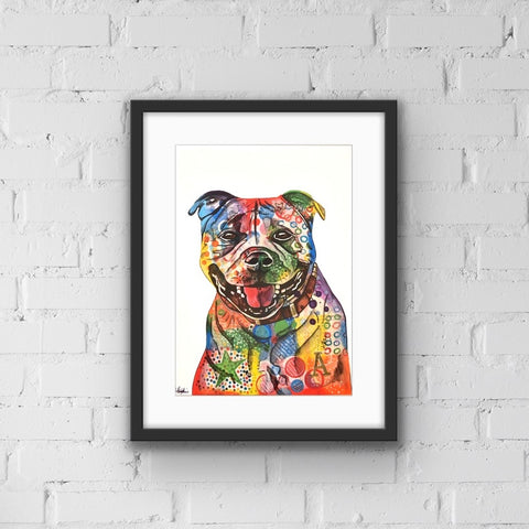 Staffie Print colourful wall art.