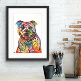 Colourful Staffie Dog print, from Tallulah Blue design.