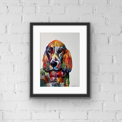 Red Setter dog print, colourful dog art from Tallulah Blue design.