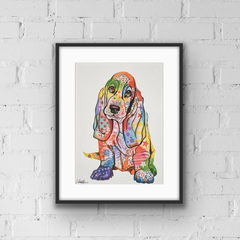 Basset Hound Dog print from Tallulah Blue design.
