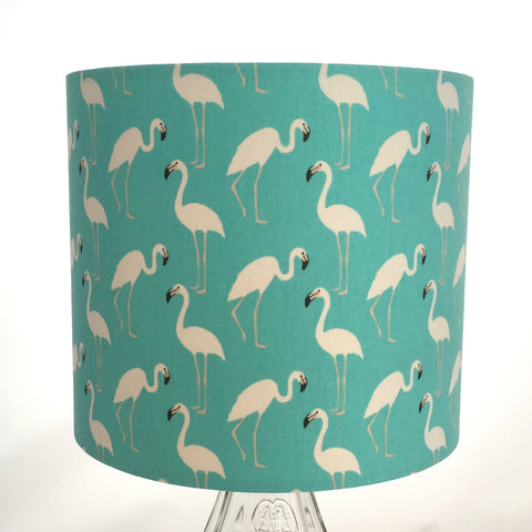 Teal and White Flamingo Lampshade