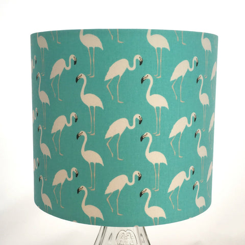 Teal and White Flamingo Lampshade
