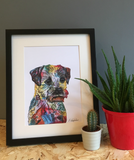 Colourful Border Terrier Print UK. Shop from Tallulah Blue Design.